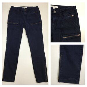 JOIE Blue PARK SKINNY Multi Zip Pockets & Ankle Logo Hardware Jeans